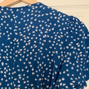 Blue Floral Wrap Dress